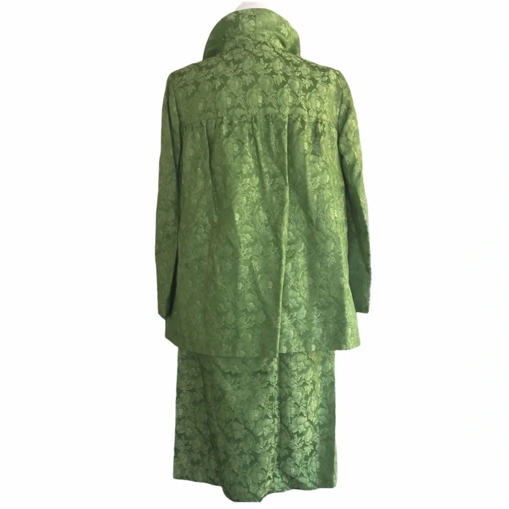 TRUE VINTAGE Green Floral 2PC Sheath Dress & Jackt - Picture 3 of 9